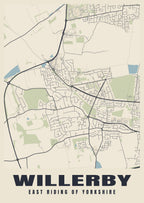 Street map poster of Willerby, East Riding of Yorkshire
