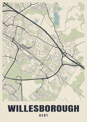 Willesborough Street Map Poster