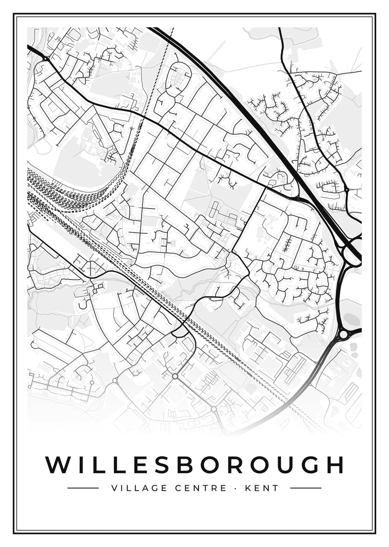 Willesborough Village Centre Street Map Poster