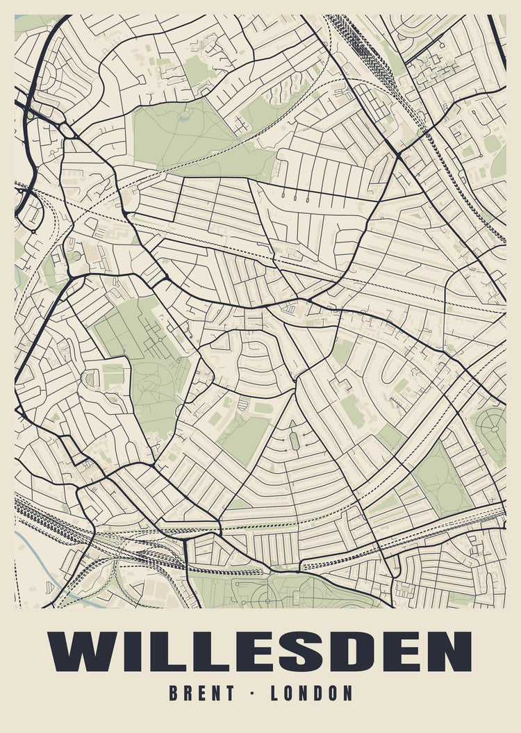 Willesden Heritage Street Map Poster