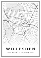Street map poster of Willesden, Brent, London