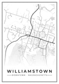Street map poster of downtown Williamstown, Massachusetts