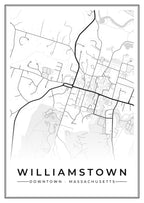 Street map poster of downtown Williamstown, Massachusetts