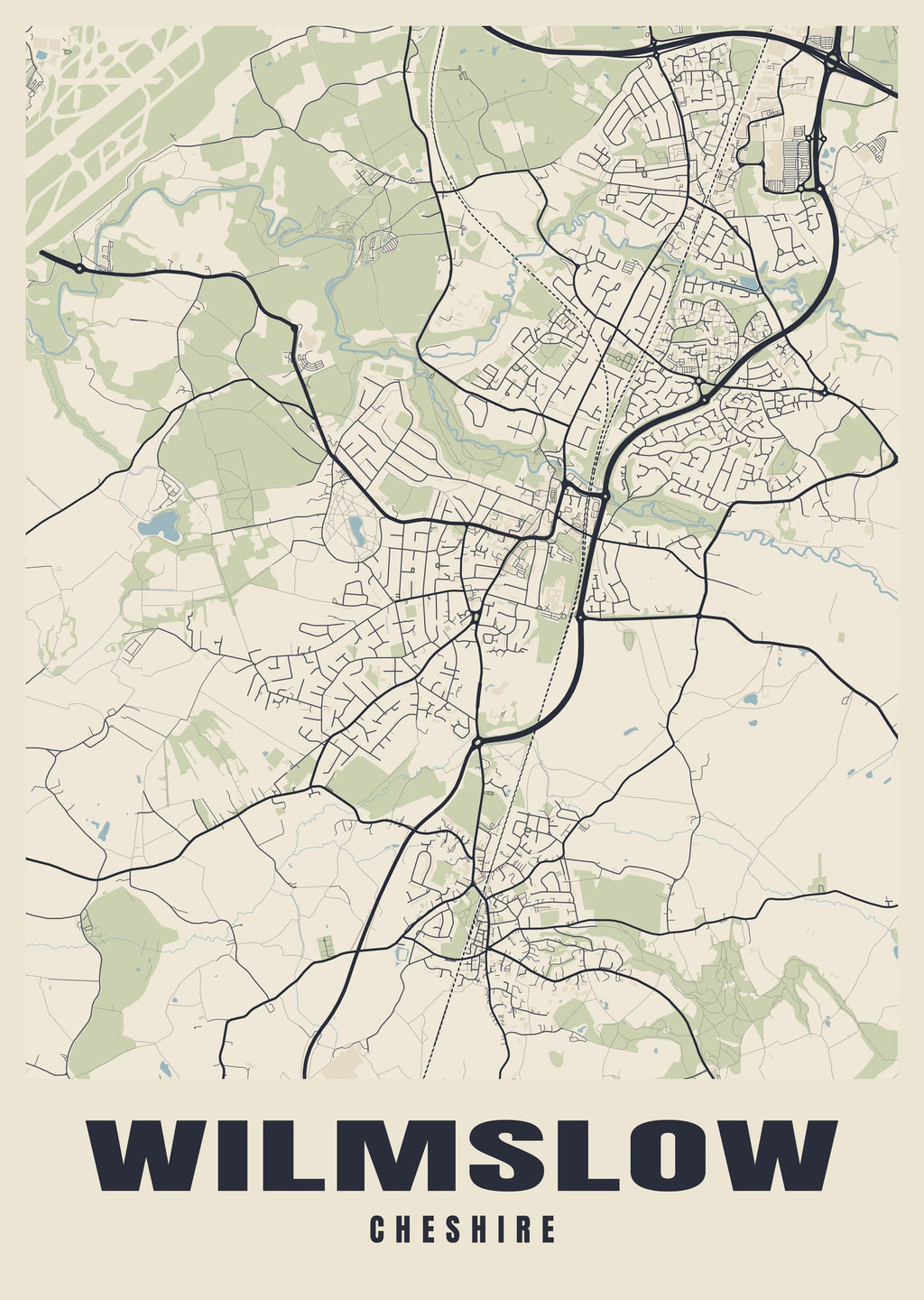 Street map poster of Wilmslow, Cheshire