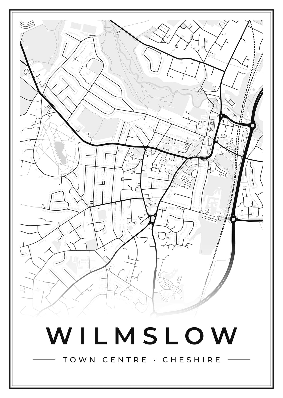 Street map poster of Wilmslow town centre, Cheshire