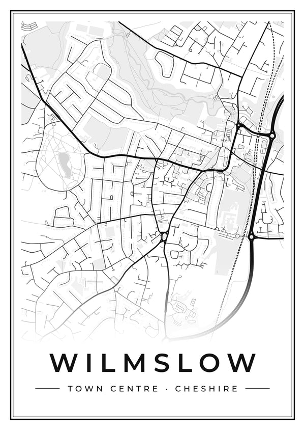 Wilmslow Town Centre Street Map Poster