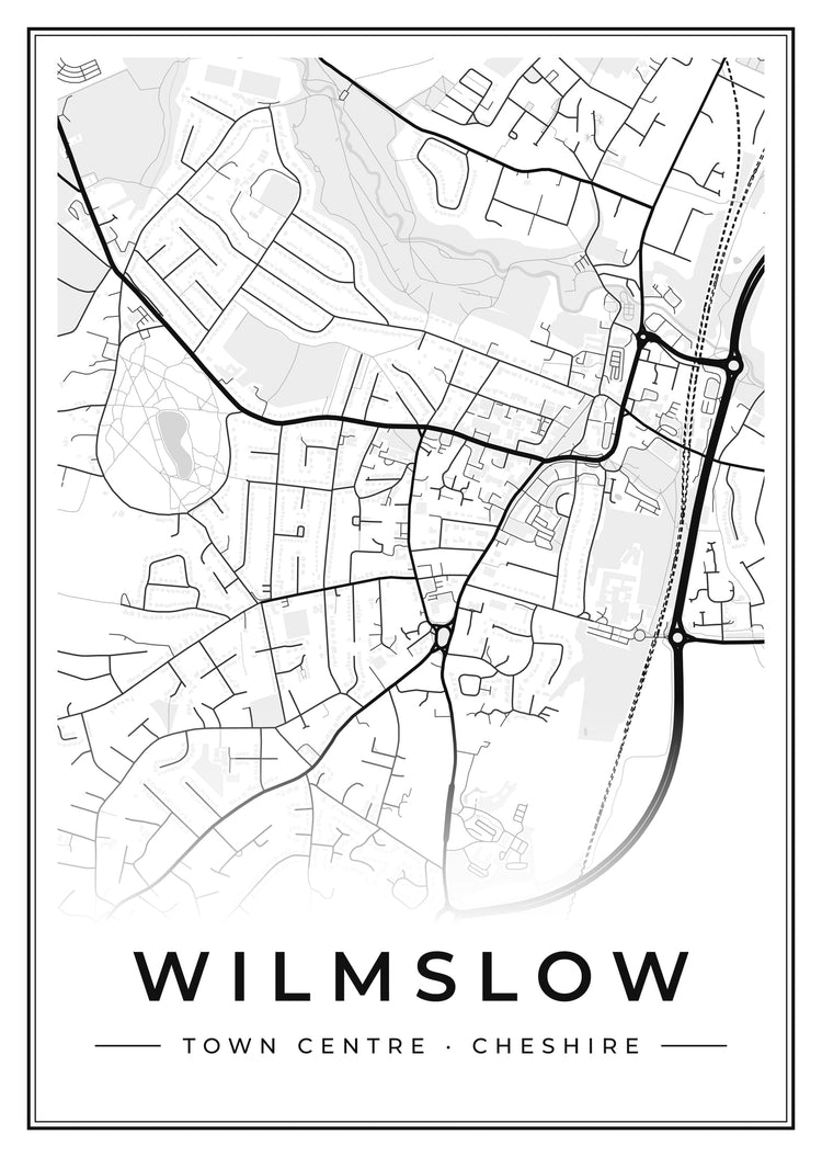 Wilmslow Town Centre Street Map Poster