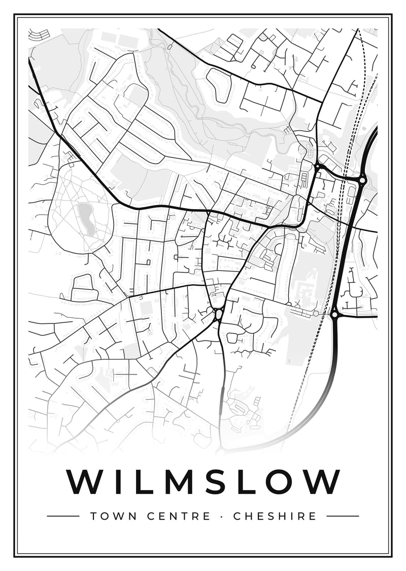 Wilmslow Town Centre Street Map Poster