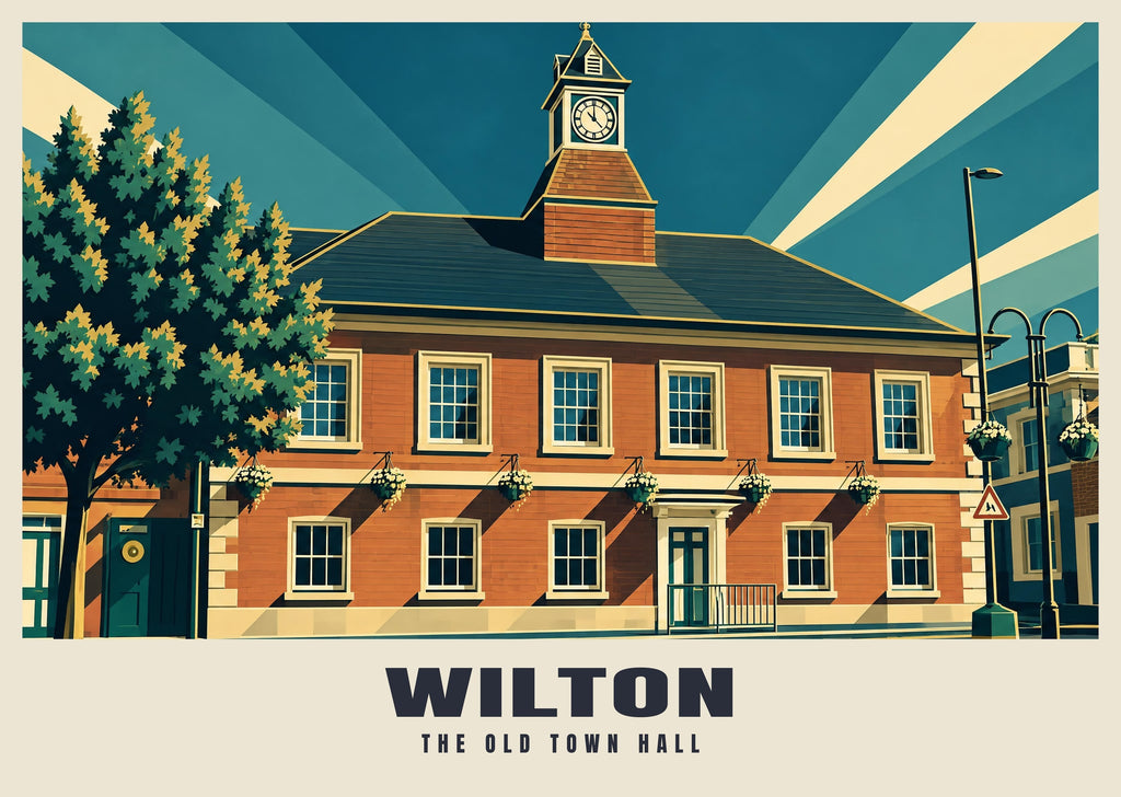 The Old Town Hall, Wilton poster, Art Deco style