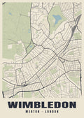 Heritage street map poster of Wimbledon, Merton, London