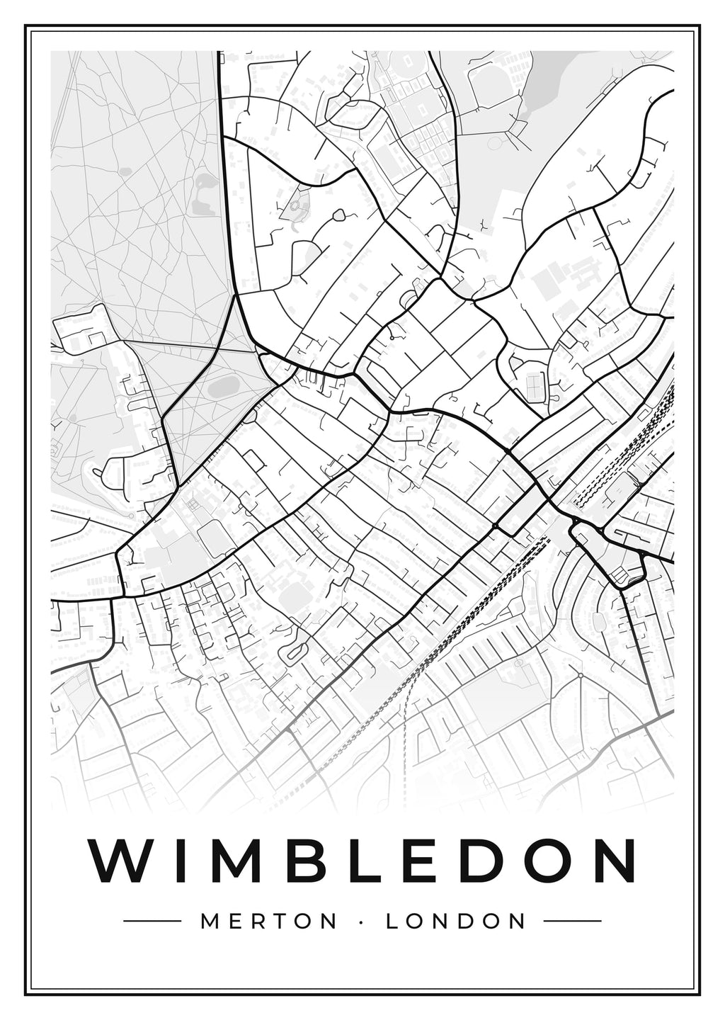 Street map poster of Wimbledon, Merton, London