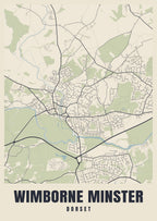 Street map poster of Wimborne Minster, Dorset