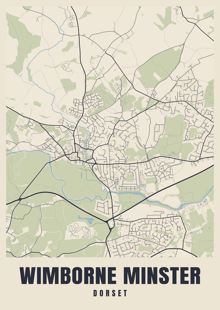 Wimborne Minster Street Map Poster