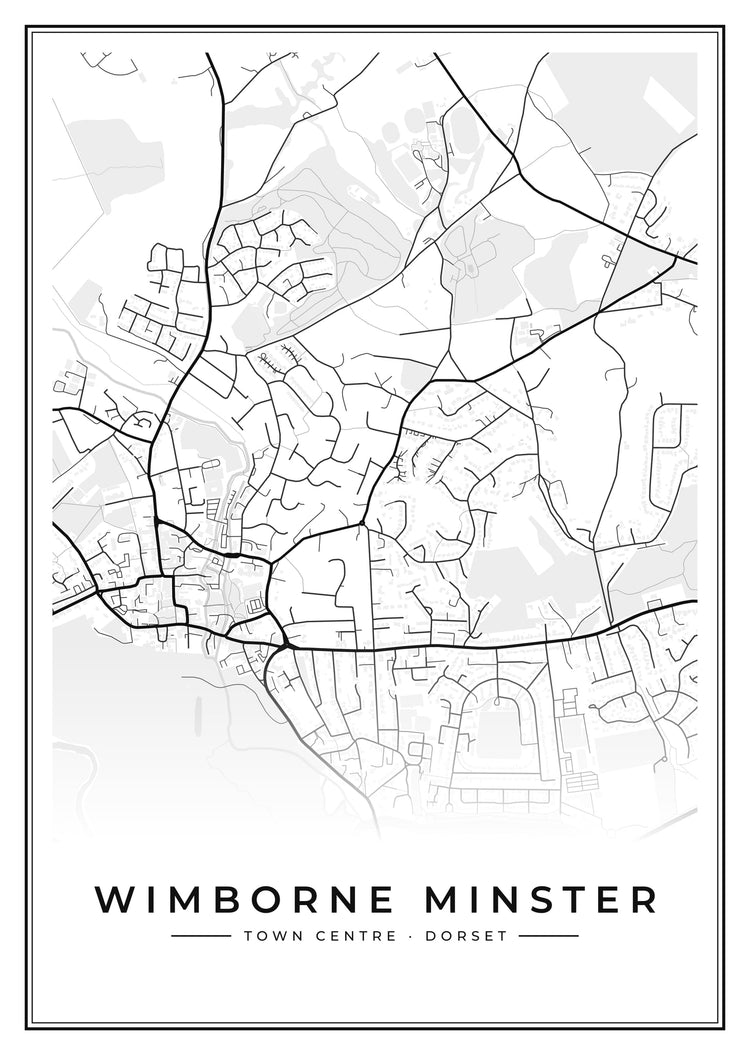 Wimborne Minster Town Centre Street Map Poster
