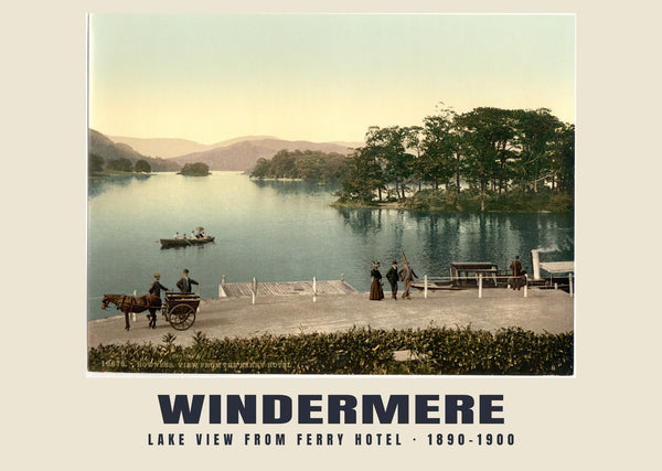 Vista del lago dal Ferry Hotel, Windermere — 1890–1900 · Stampa fotocromatica d’epoca