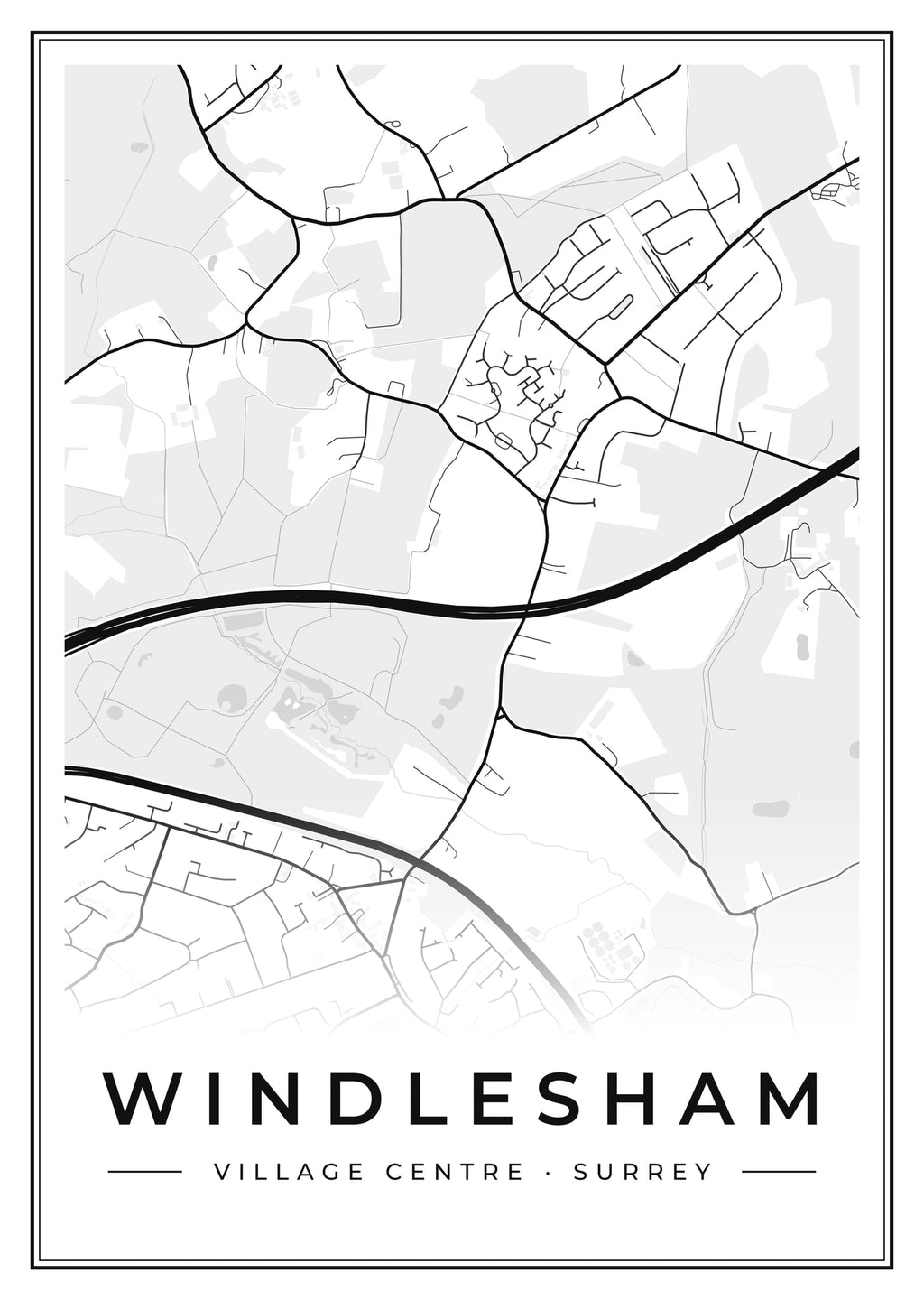Street map poster of Windlesham village centre, Surrey