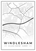 Street map poster of Windlesham village centre, Surrey