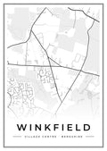 Street map poster of Winkfield village centre, Berkshire