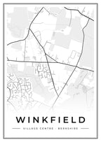 Street map poster of Winkfield village centre, Berkshire
