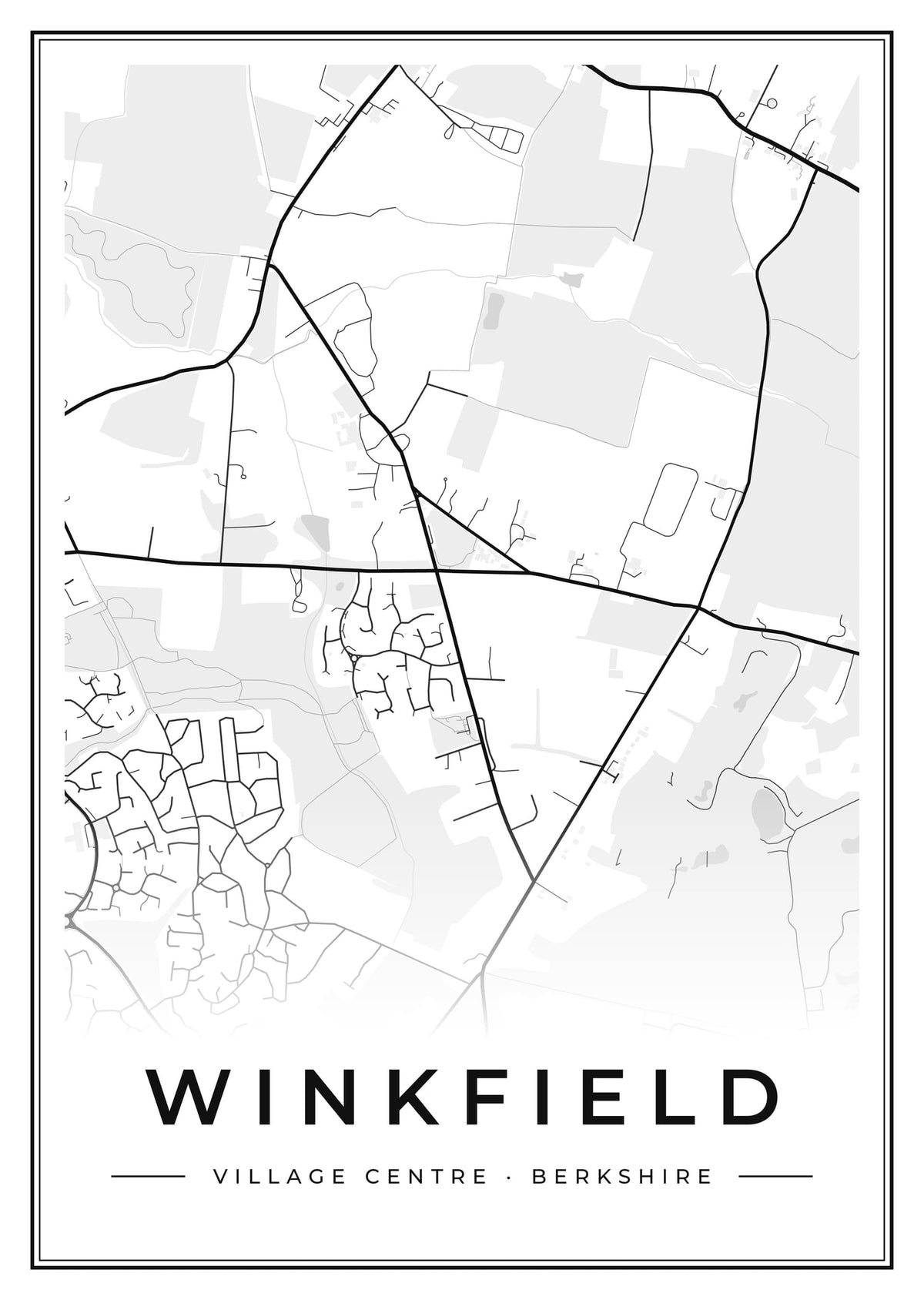 Street map poster of Winkfield village centre, Berkshire