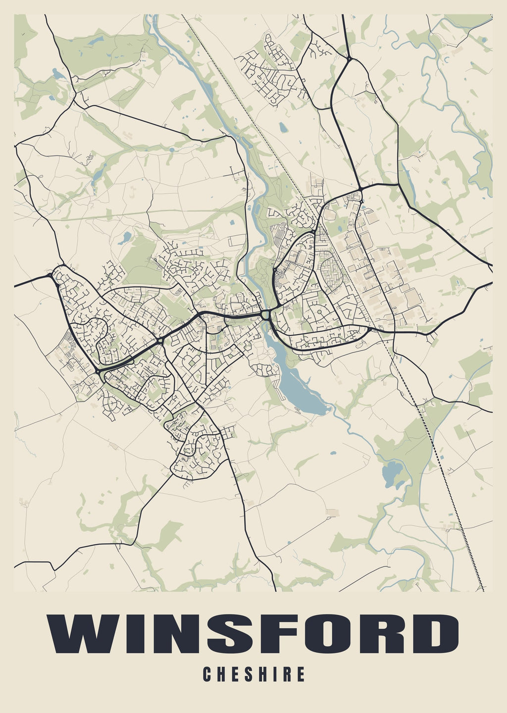 Street map poster of Winsford, Cheshire