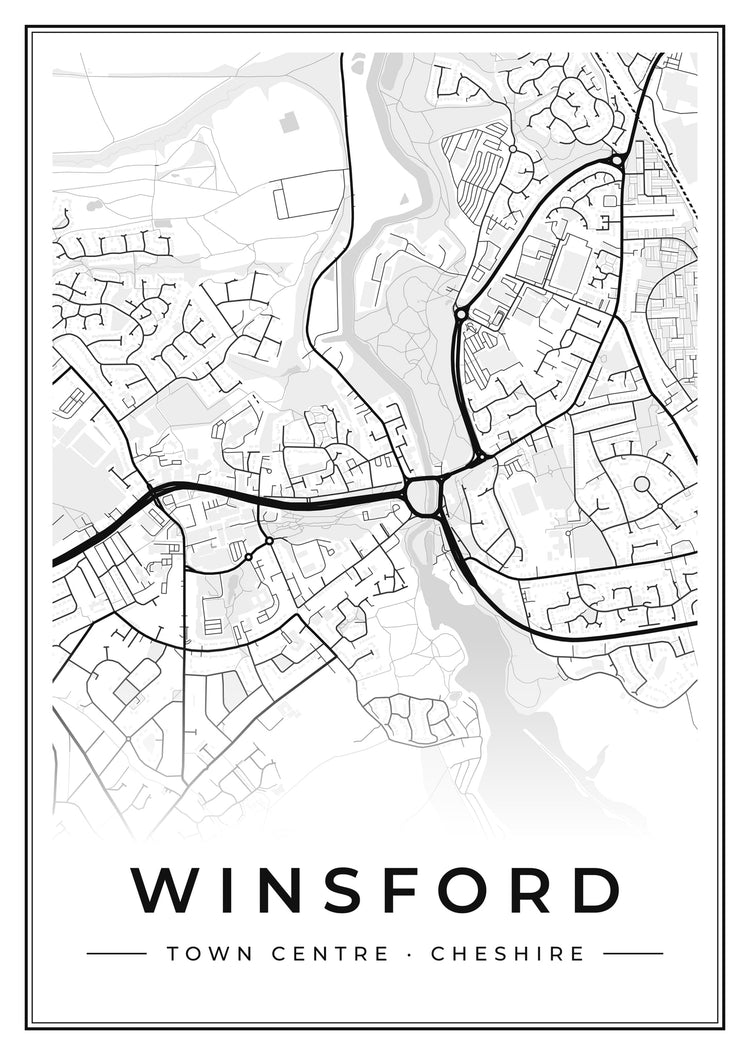 Winsford Town Centre Street Map Poster