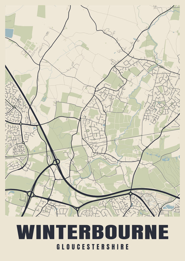Winterbourne Street Map Poster