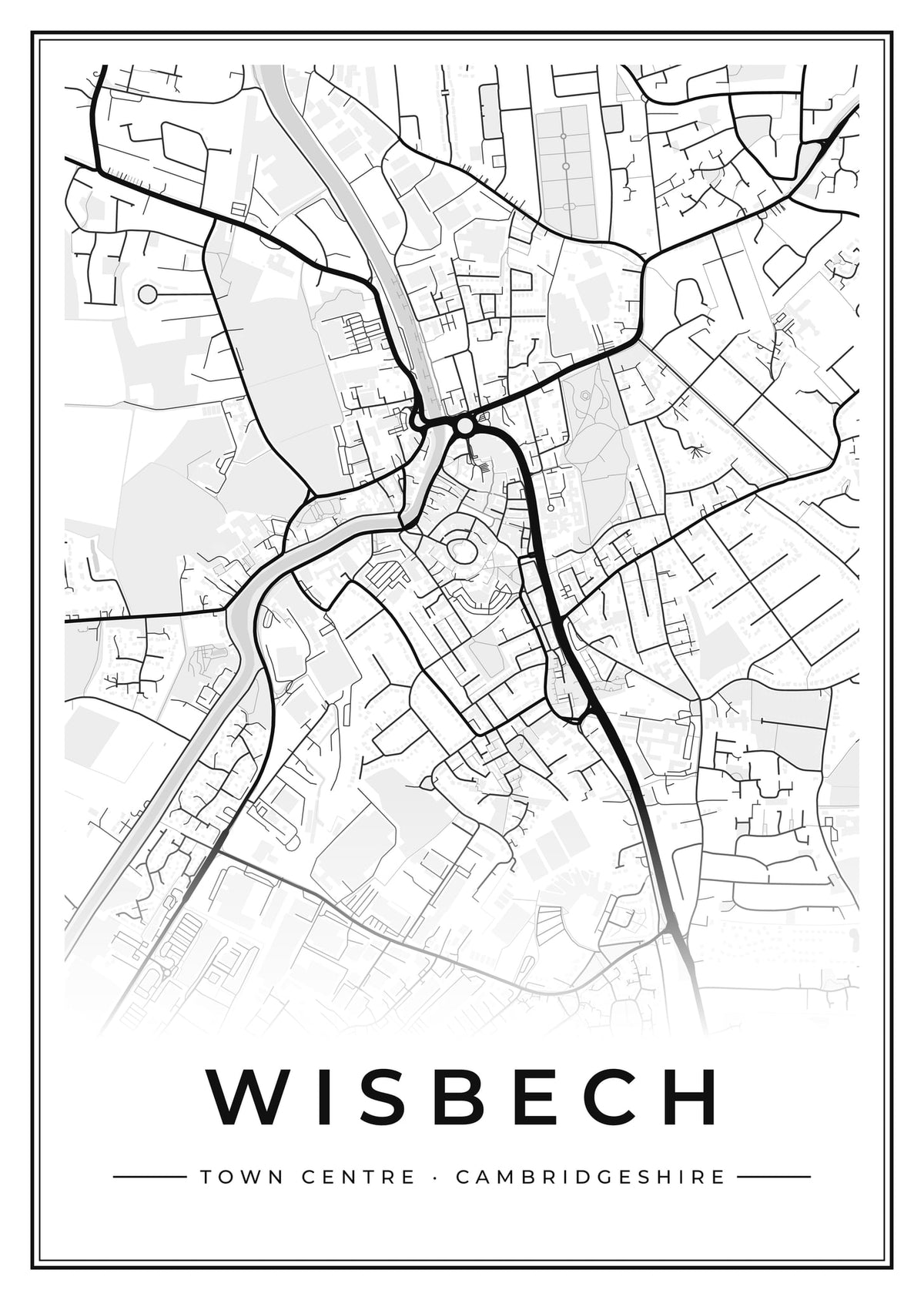 Street map poster of Wisbech town centre, Cambridgeshire