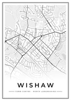 Street map poster of Wishaw town centre, North Lanarkshire