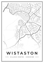 Street map poster of Wistaston village centre, Cheshire