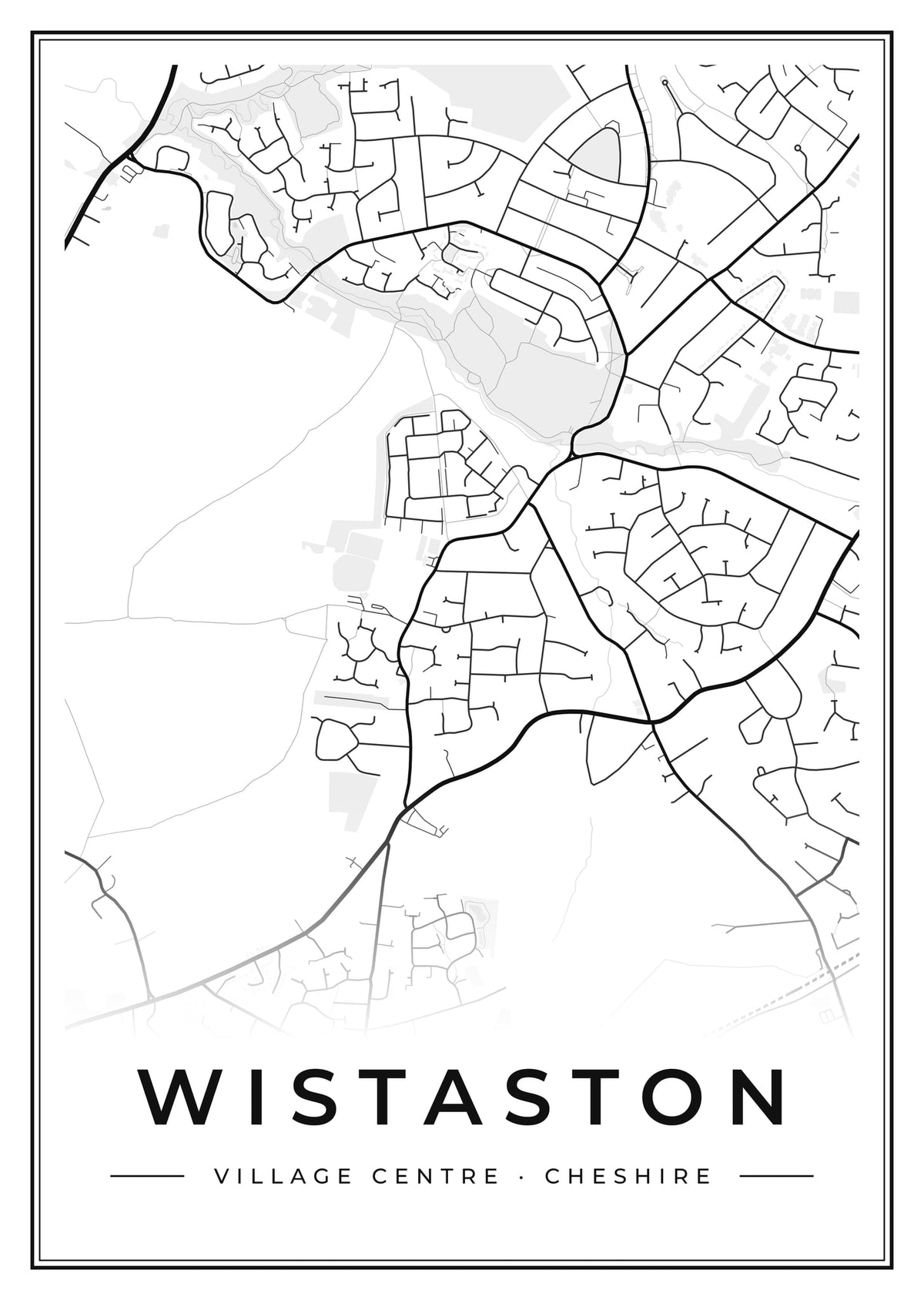 Street map poster of Wistaston village centre, Cheshire