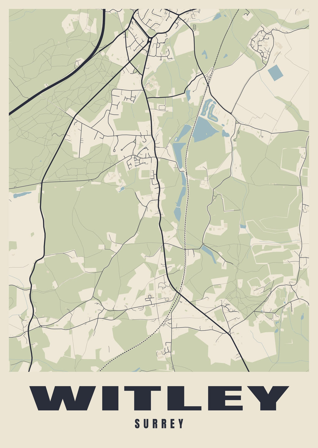 Street map poster of Witley, Surrey