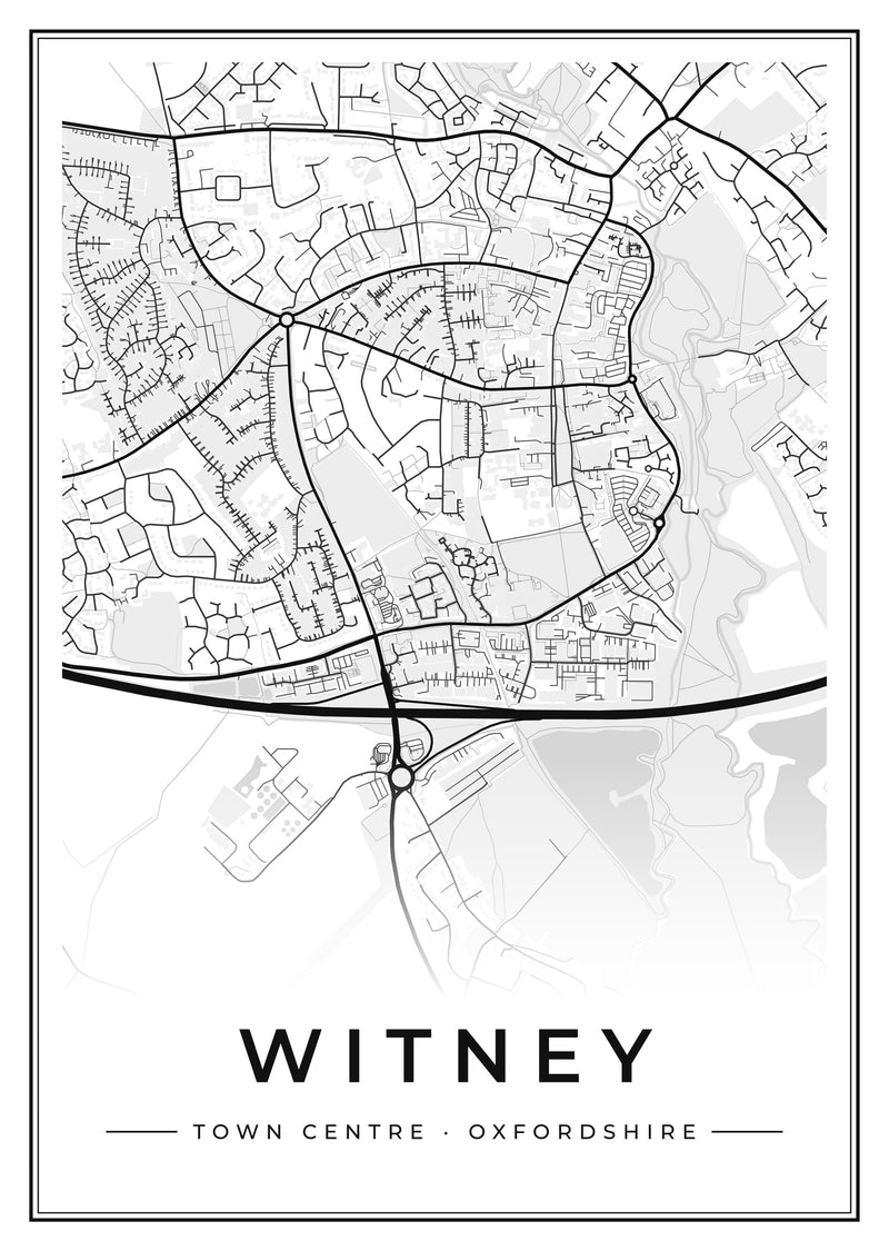 Witney Town Centre Street Map Poster