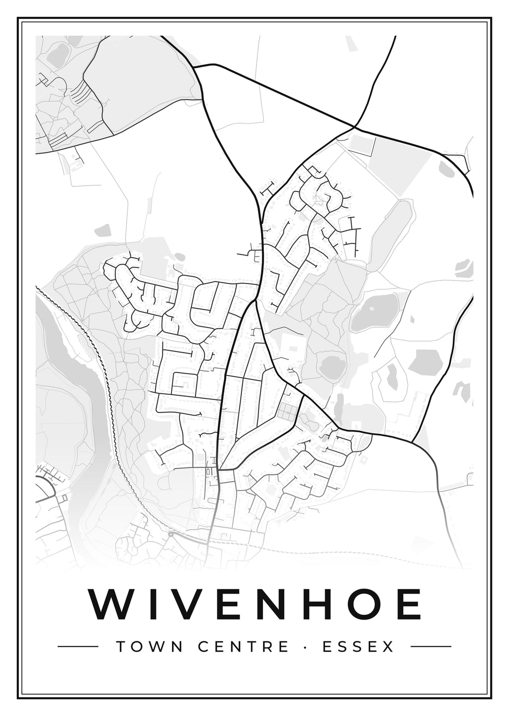 Street map poster of Wivenhoe town centre, Essex