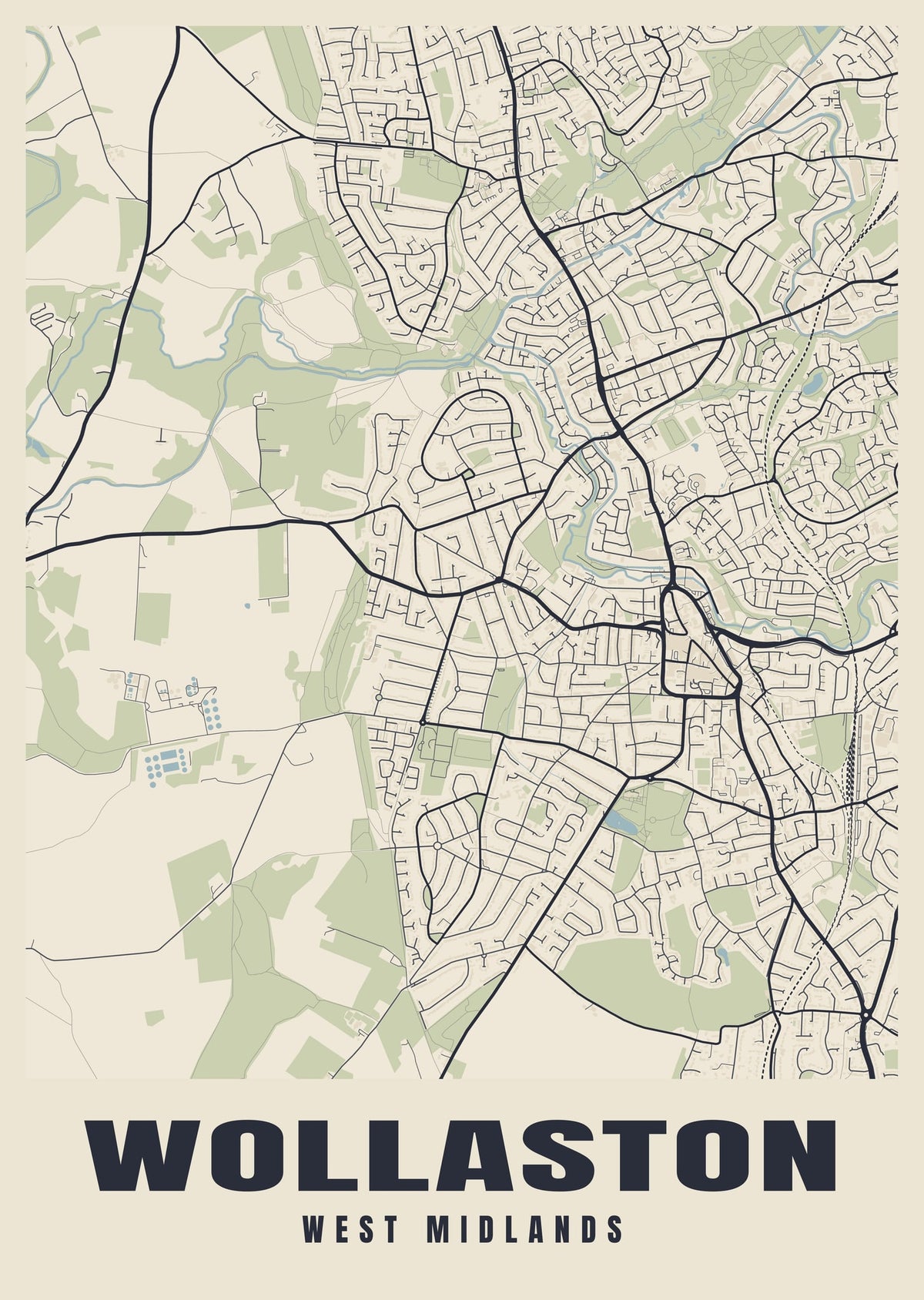 Street map poster of Wollaston, West Midlands