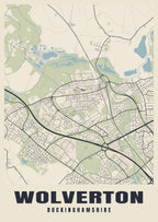 Street map poster of Wolverton, Buckinghamshire