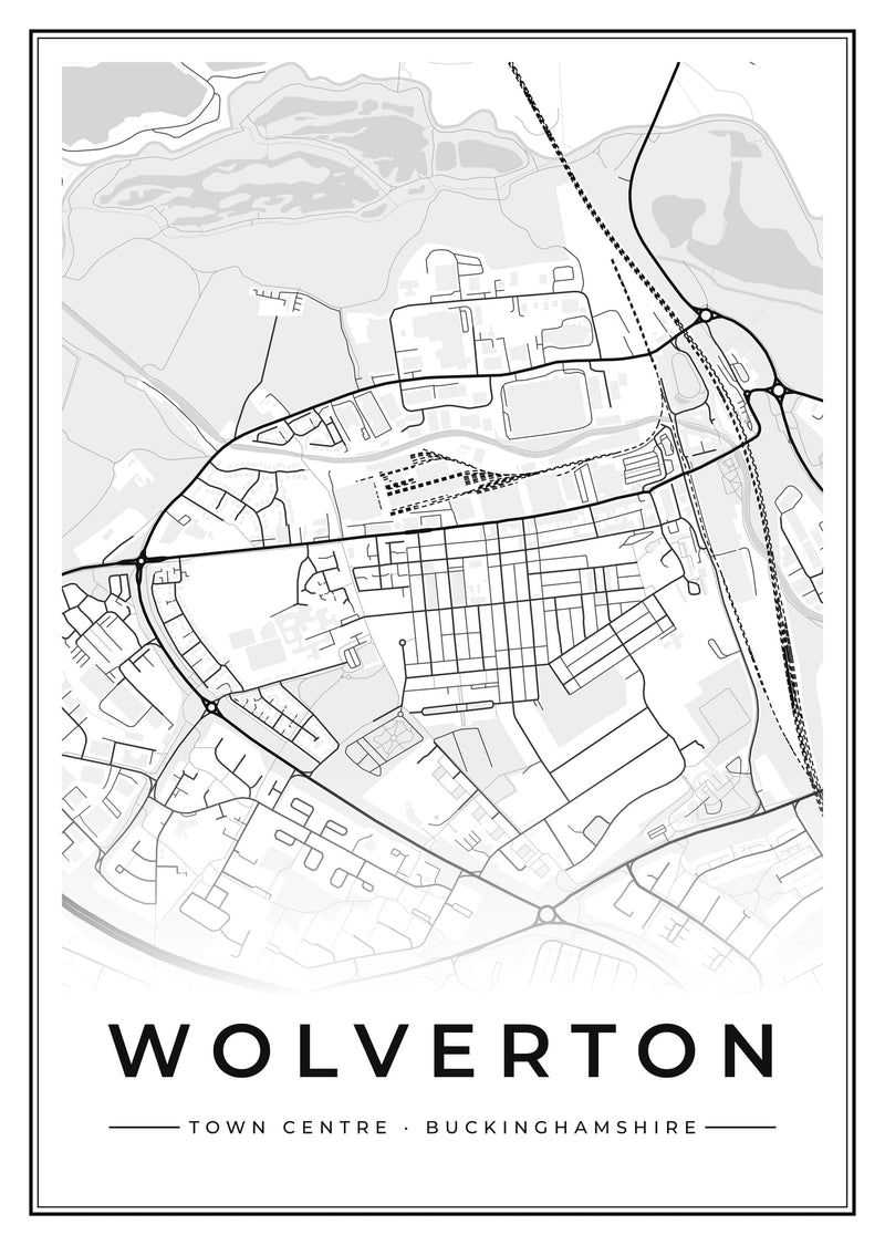 Wolverton Town Centre Street Map Poster
