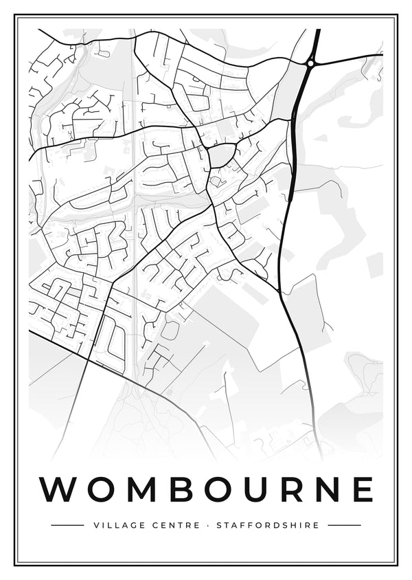 Wombourne Village Centre Street Map Poster