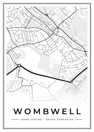 Wombwell Town Centre Street Map Poster
