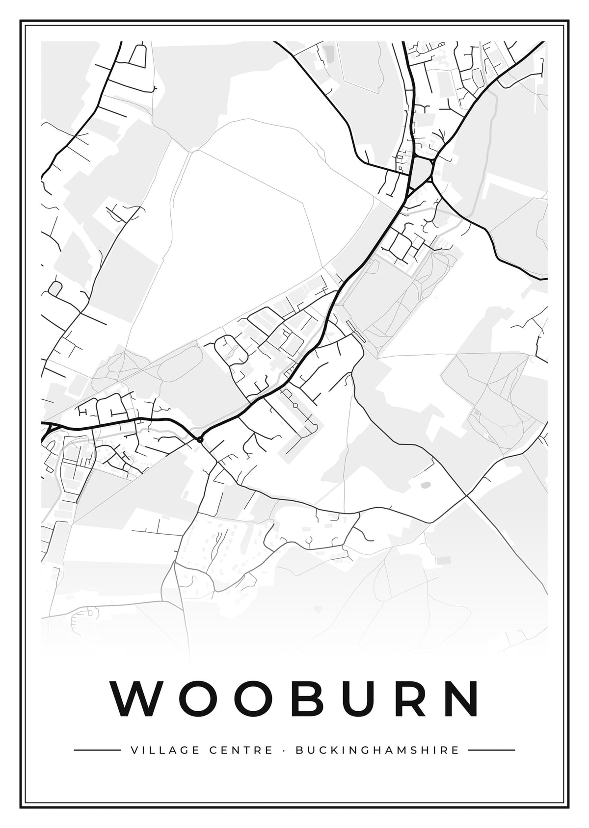 Street map poster of Wooburn village centre, Buckinghamshire