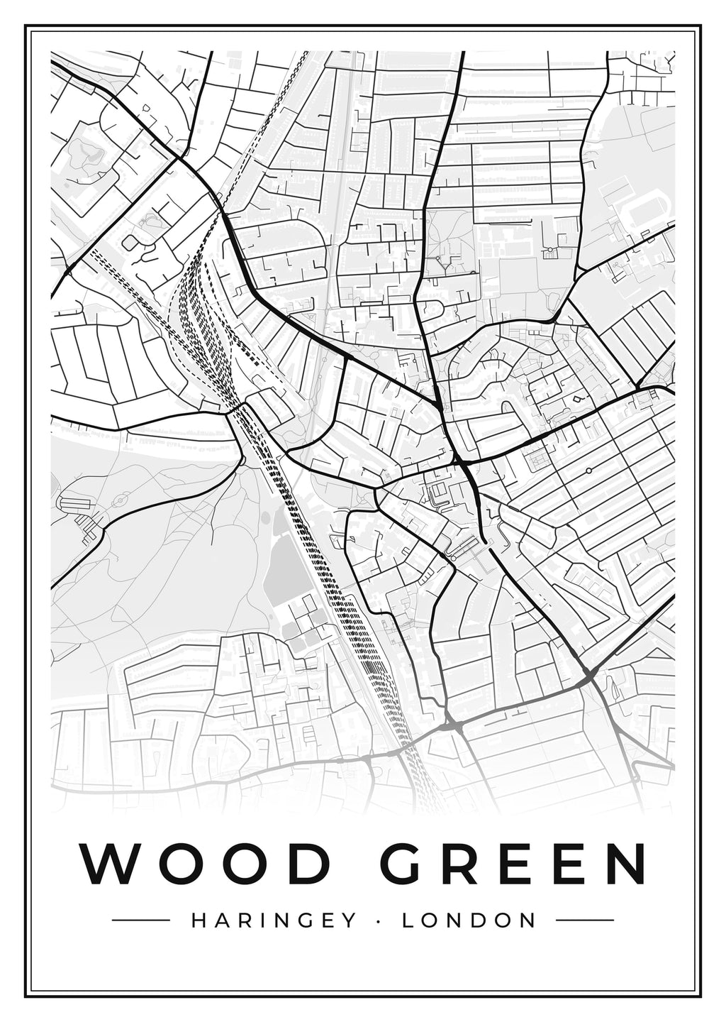 Street map poster of Wood Green, Haringey, London