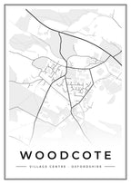 Street map poster of Woodcote village centre, Oxfordshire