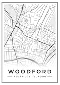 Street map poster of Woodford, Redbridge, London