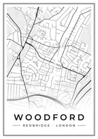 Street map poster of Woodford, Redbridge, London