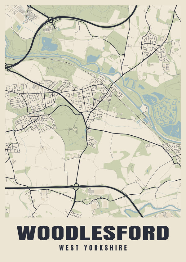 Woodlesford Street Map Poster