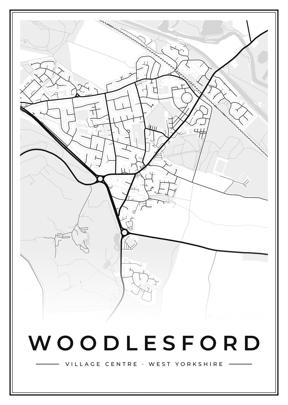 Woodlesford Village Centre Street Map Poster