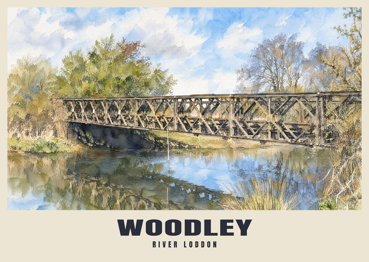 River Loddon, Woodley poster, English Watercolour style