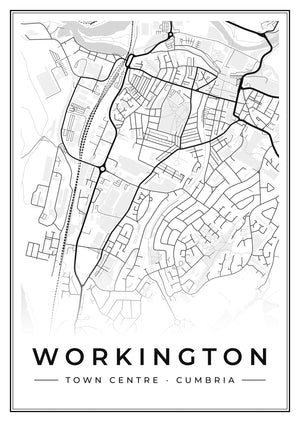 Workington Town Centre Street Map Poster