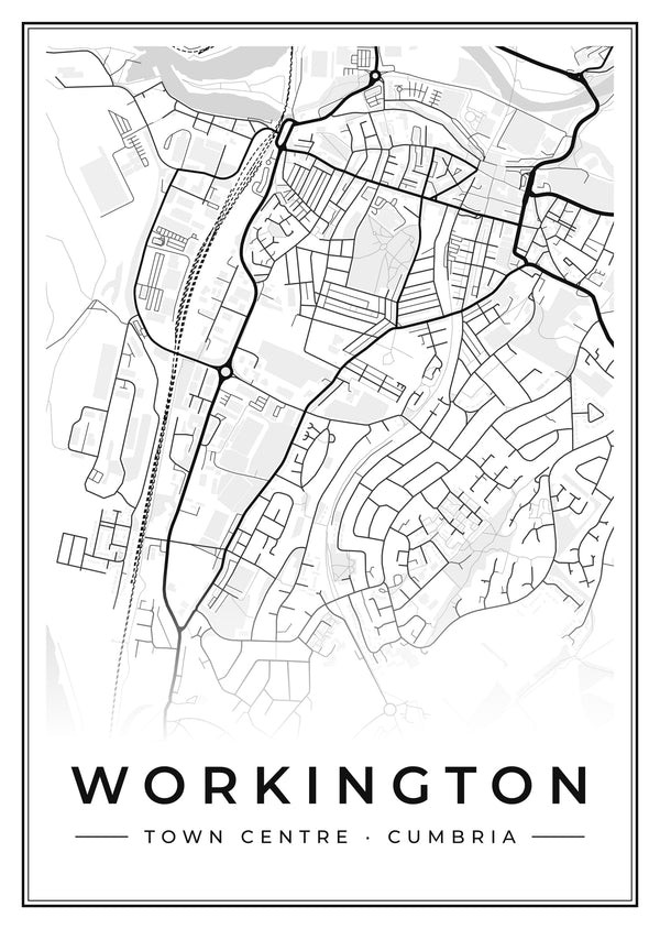 Workington Town Centre Street Map Poster