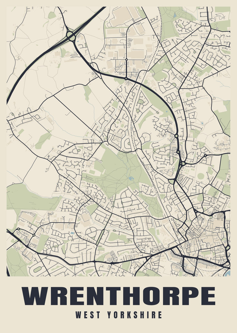 Wrenthorpe Street Map Poster